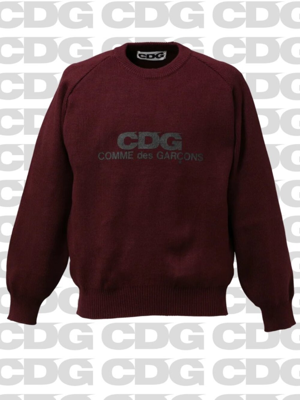🌟 CDG 🌟 COMME DES GARCON CLASSIC LOGO PULLOVER SWEATER MAROON SZ S